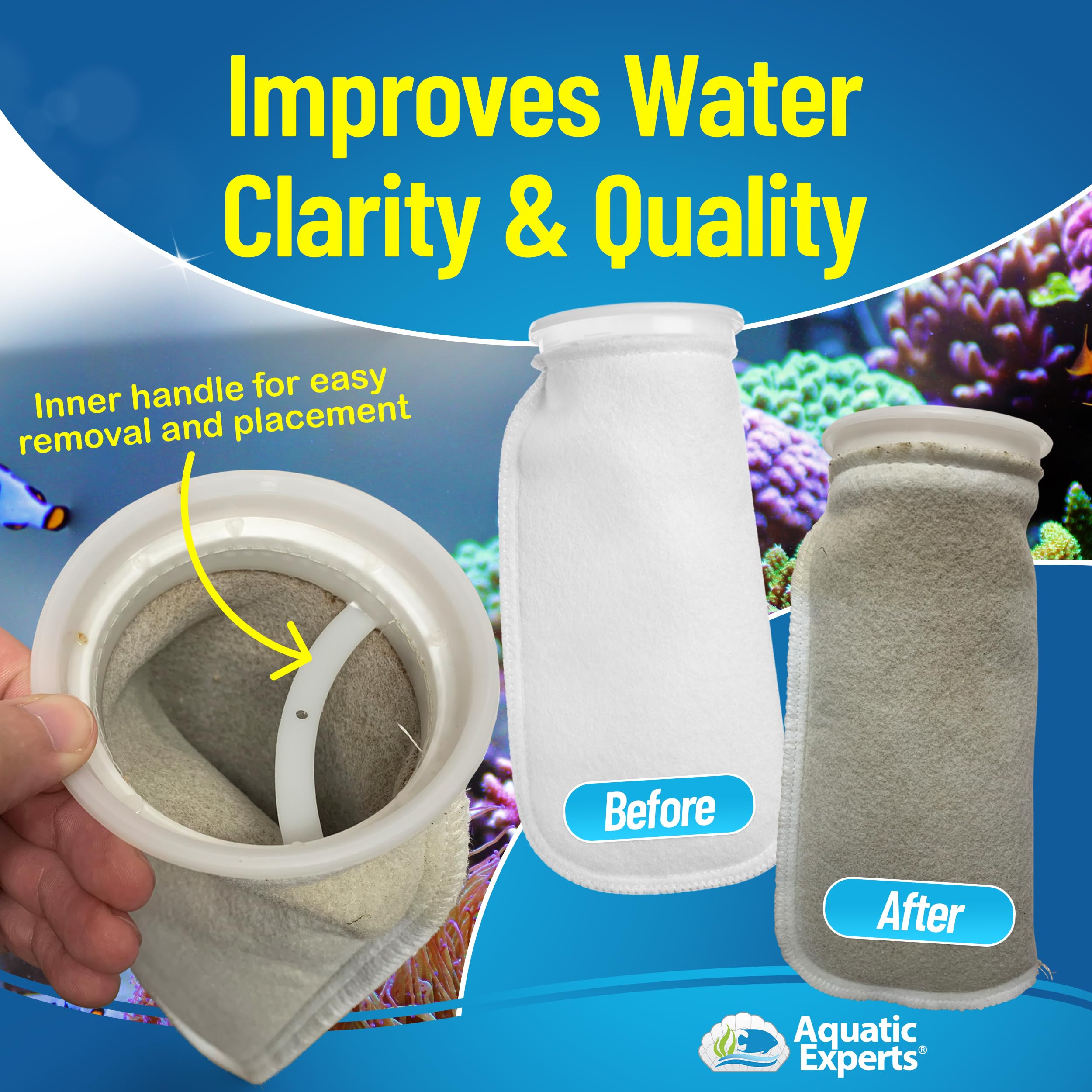 Aquatic Experts durable felt maintains shape through multiple cleanings for long-lasting use.