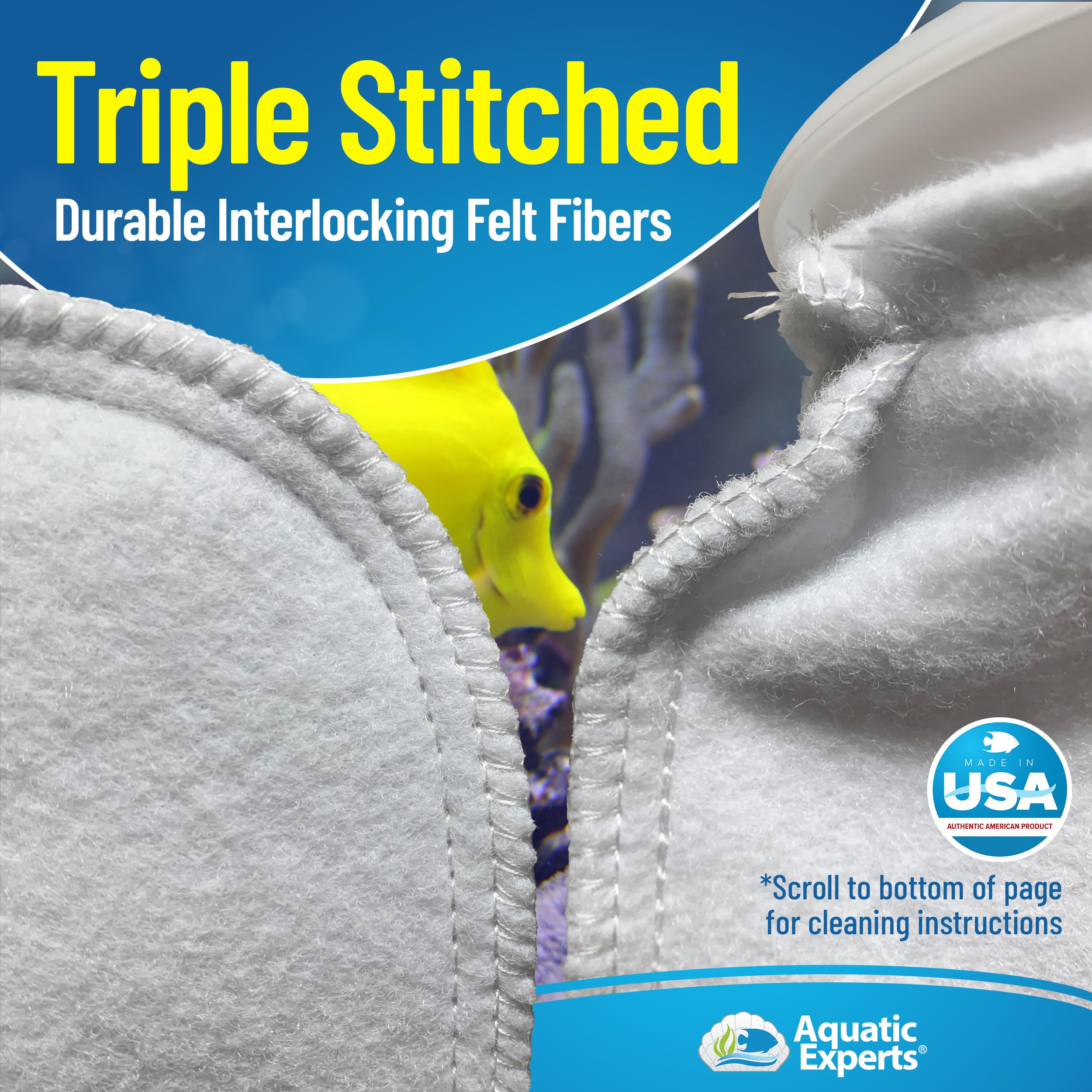Aquatic Experts easy-to-clean socks support reliable aquarium maintenance.