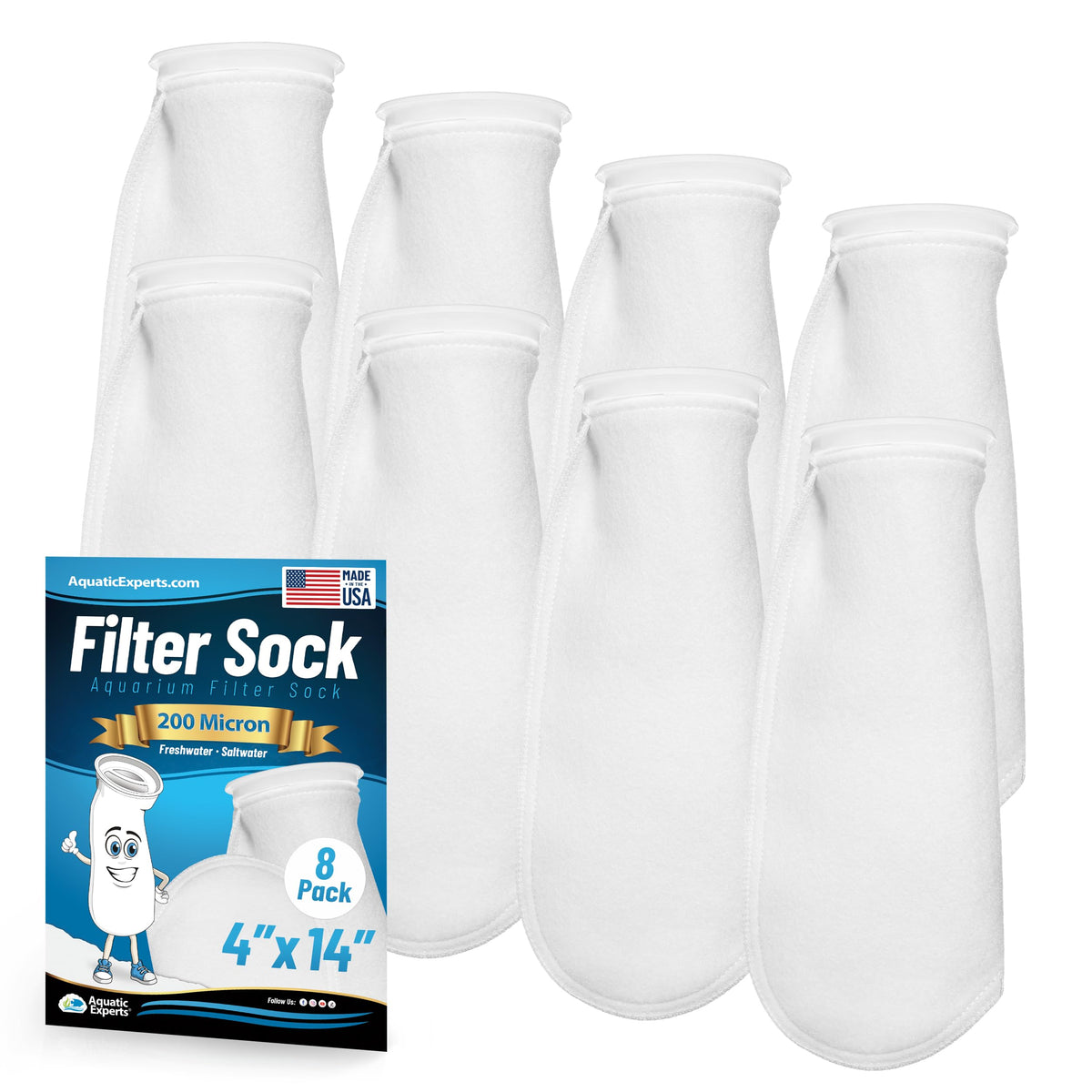 Aquatic Experts ring-style felt filter sock fits standard cups for reliable filtration.