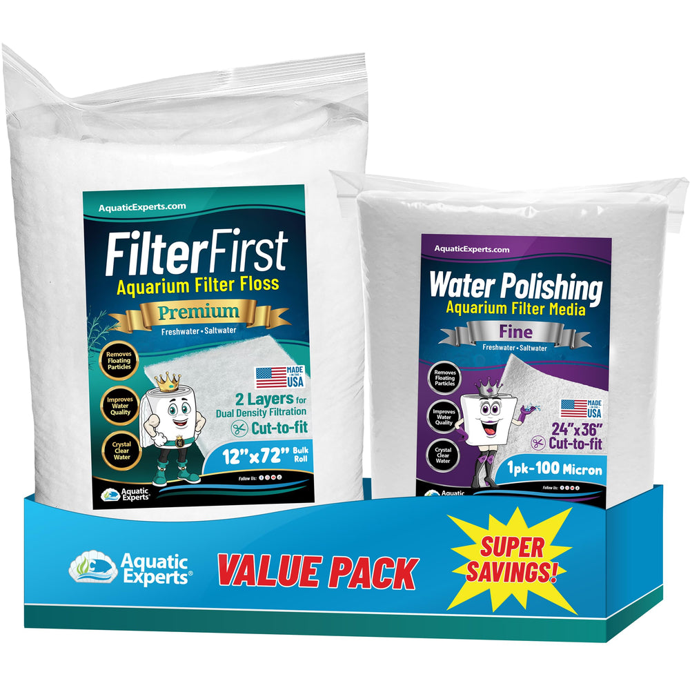 Aquatic Experts FilterFirst 12x72 pad traps large debris for clearer water.