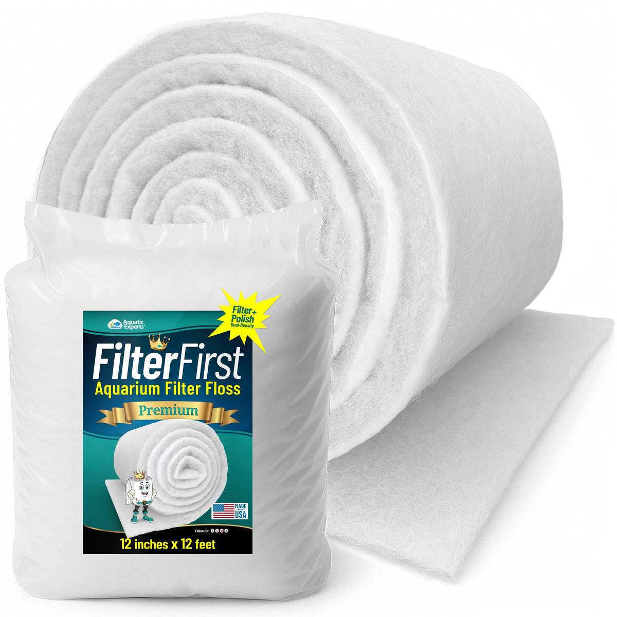 Aquatic Experts FilterFirst two-layer pad traps large debris for cleaner water.
