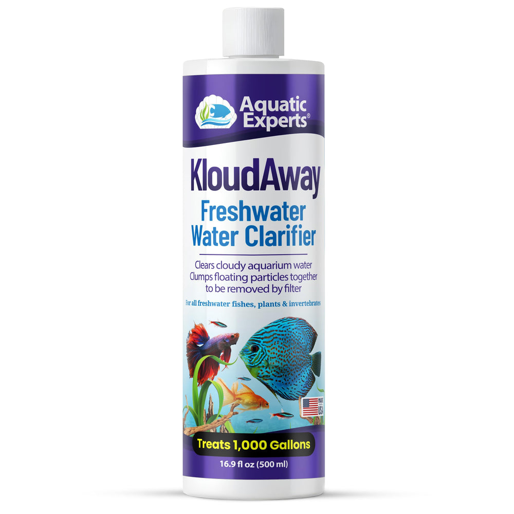 Aquatic Experts KloudAway bottle pour shows fast-acting water clarification.