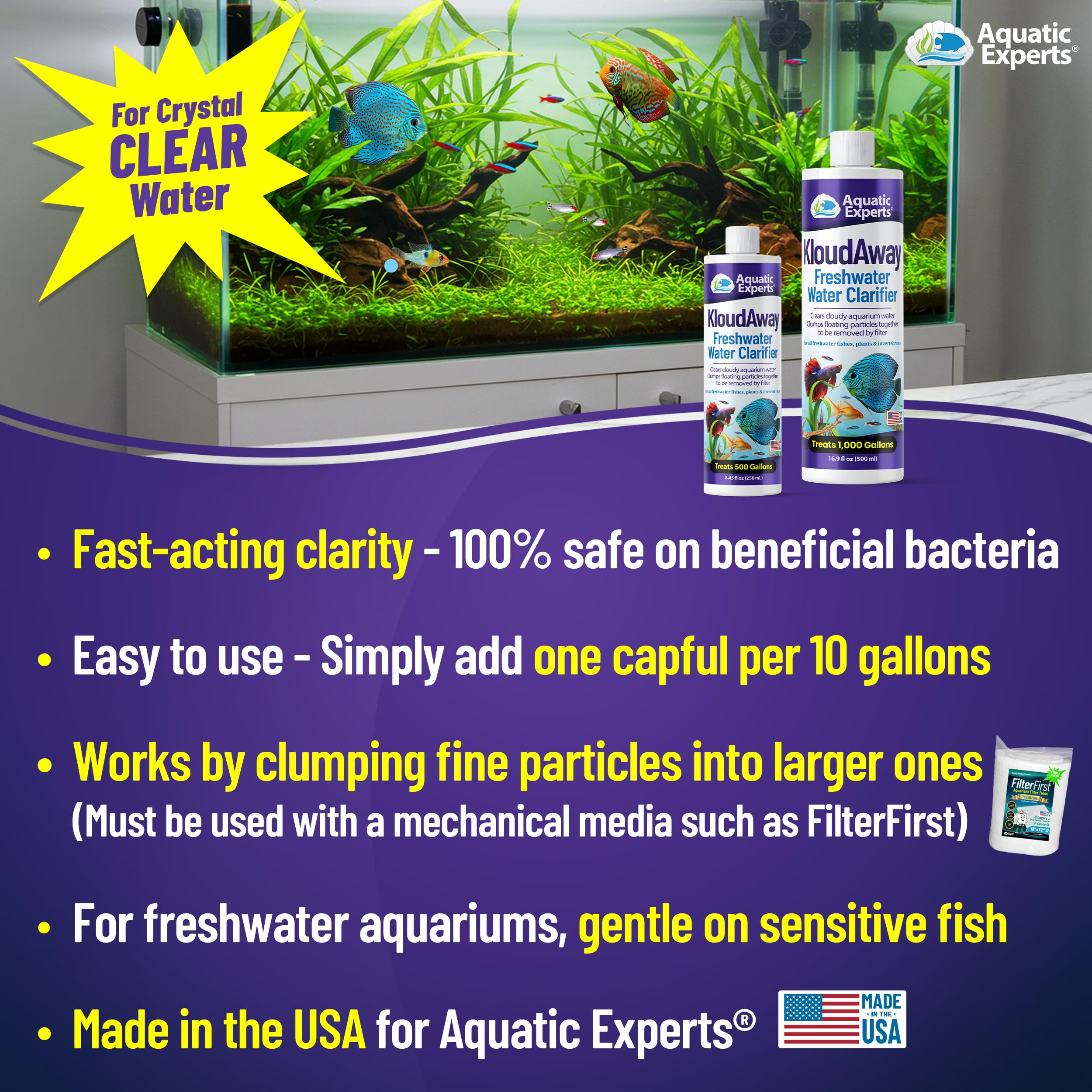 Aquatic Experts KloudAway cloudy water before image shows hazy tank.