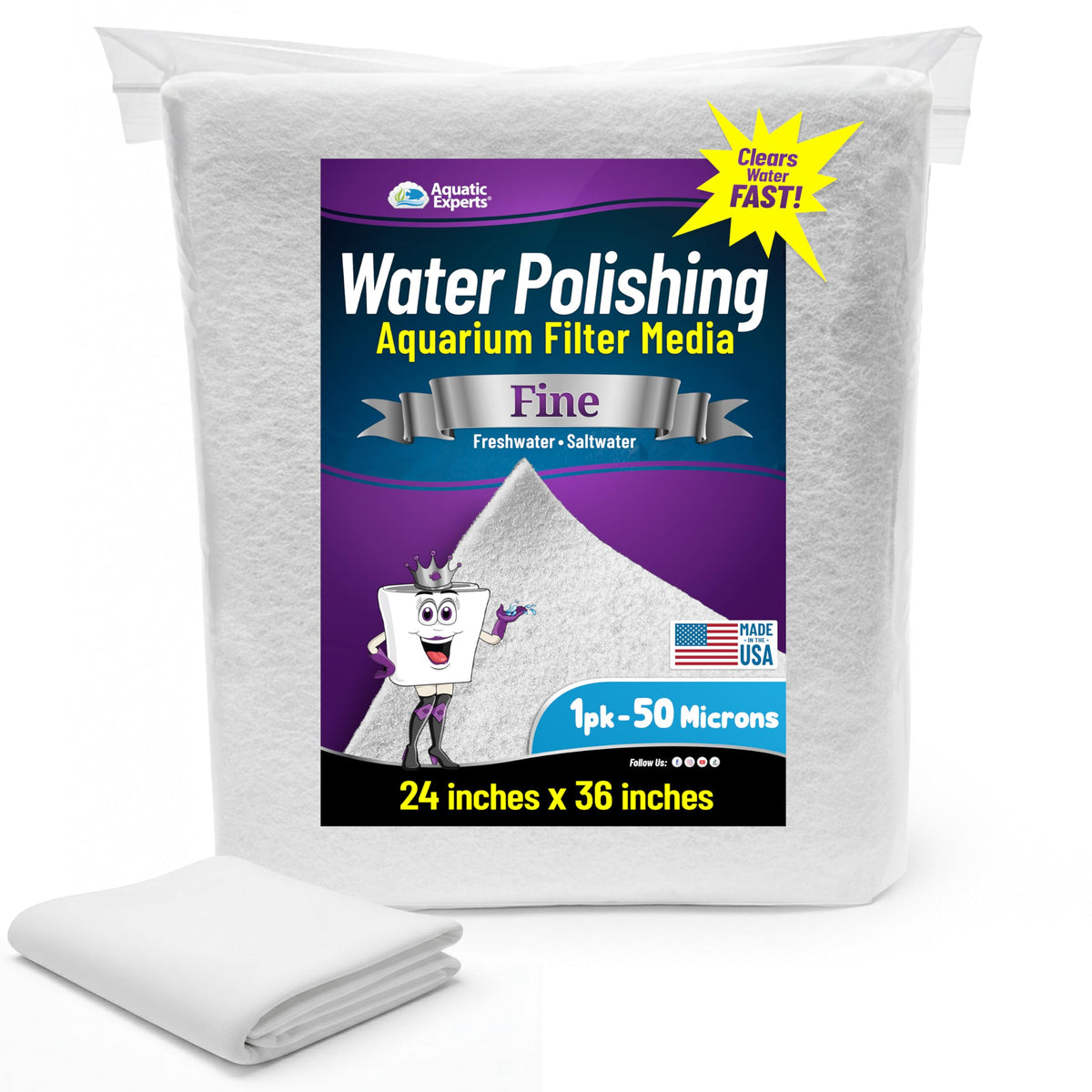 Aquatic Experts polishing pad demonstrates water-flow improvement for clearer aquarium water