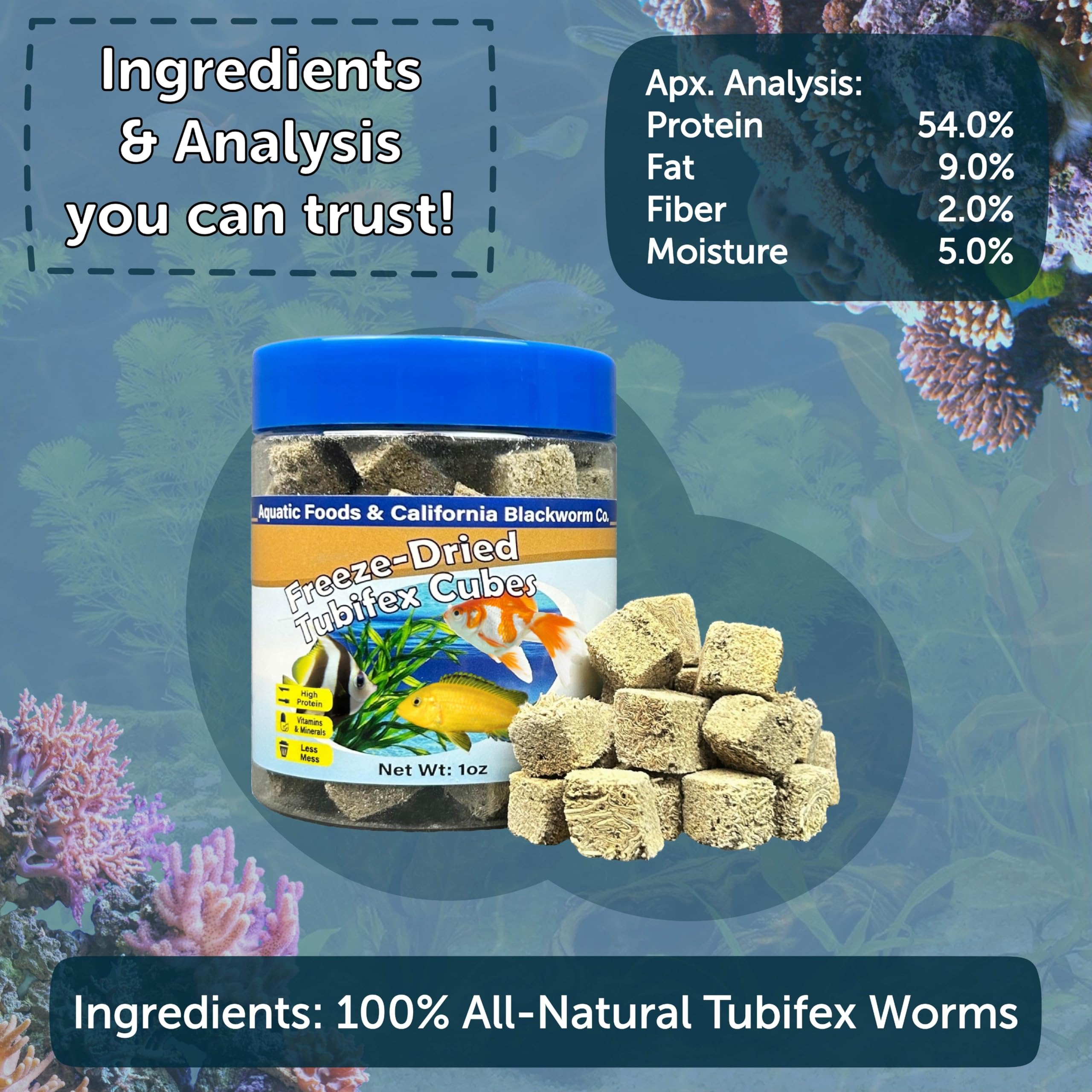 Aquatic Foods 12-type pellet mix included box offers diverse feeding options