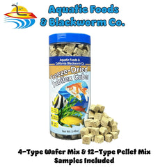 Aquatic Foods freeze-dried tubifex cubes pouring for quick feedings