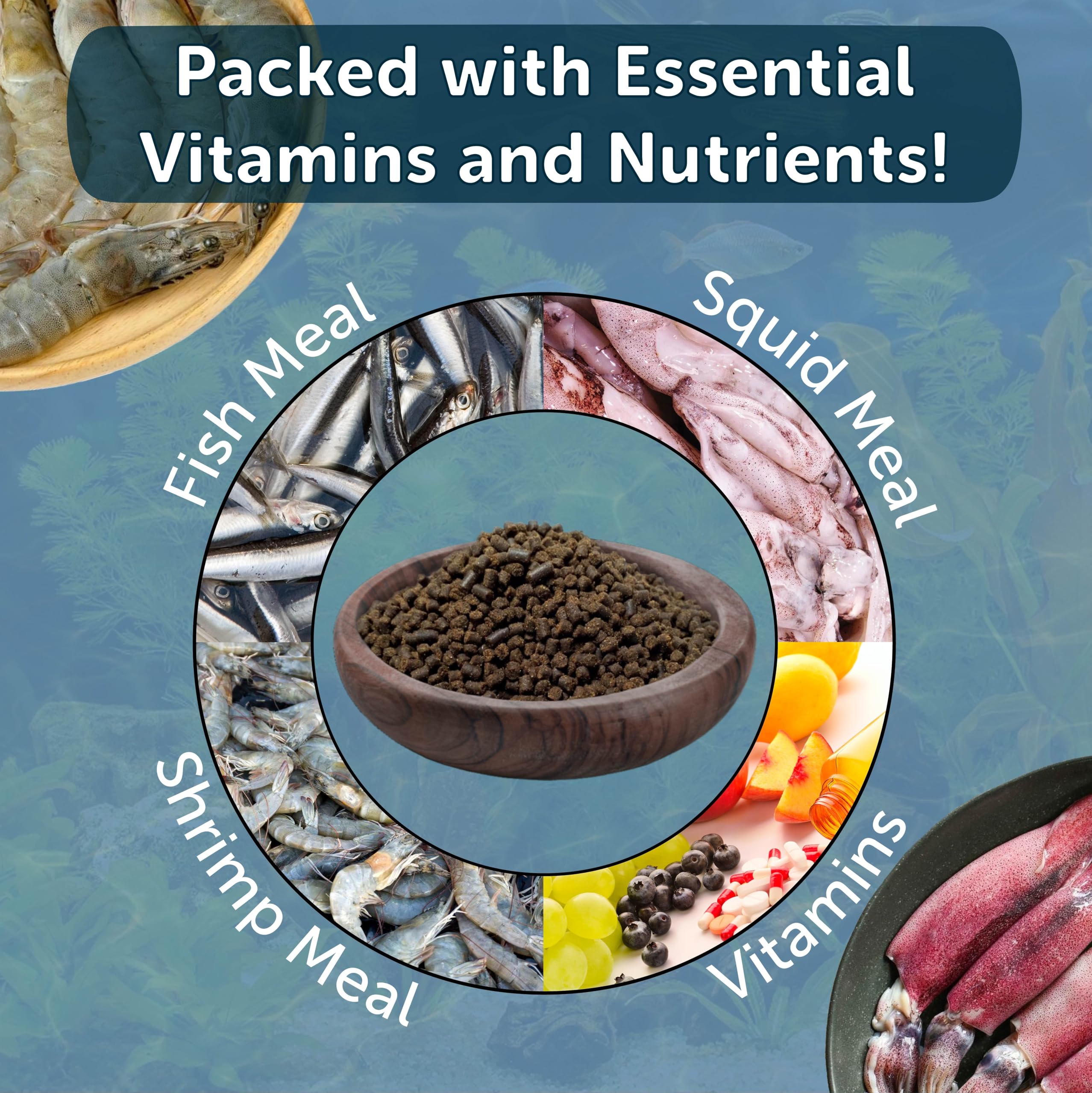 Aquatic Foods Inc. Axolotl pellets ready to serve a balanced diet for small aquatic pets.