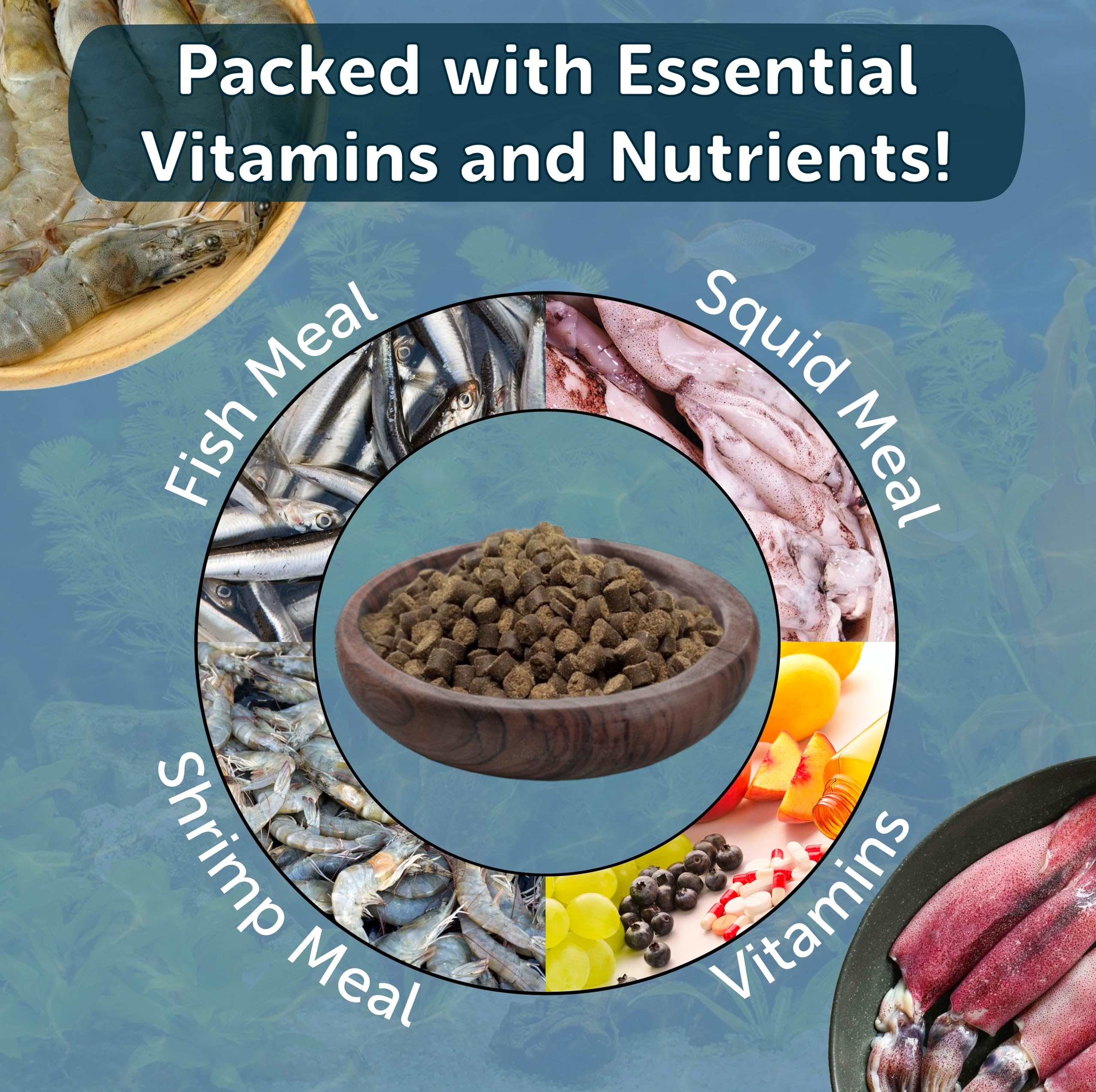 Bottom-dwelling pets like axolotls, snails, and shrimp can enjoy these pellets.