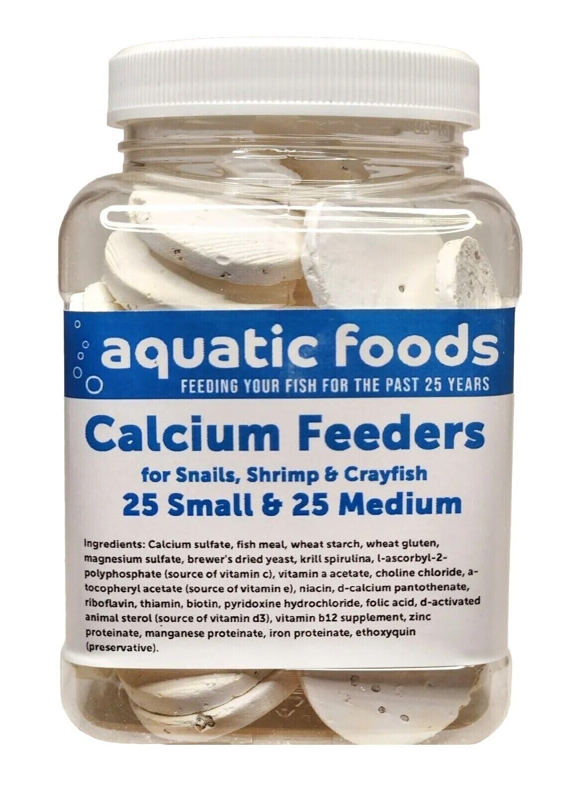 Aquatic Foods Inc. calcium-disk-small for shrimp and snails supports shells.