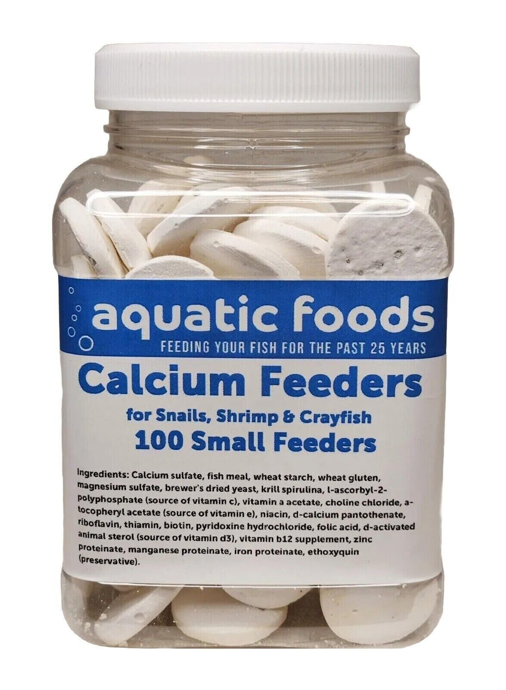 Aquatic Foods Inc calcium feeder disk close-up showing mineral blend for crustaceans
