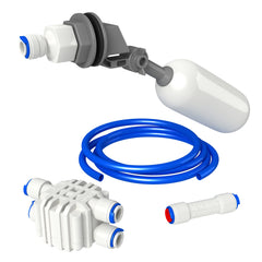 AquaticLife auto shut-off float valve kit connected to an RO/DI system for automatic on/off control.