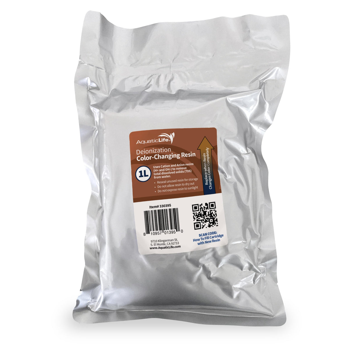 AquaticLife color-changing DI resin refill 1L shown for exhaustion indicator and easy maintenance