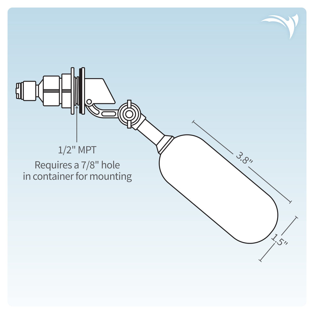 AquaticLife float valve connected to RO/DI unit with 1/4 inch tubing for simple setup.
