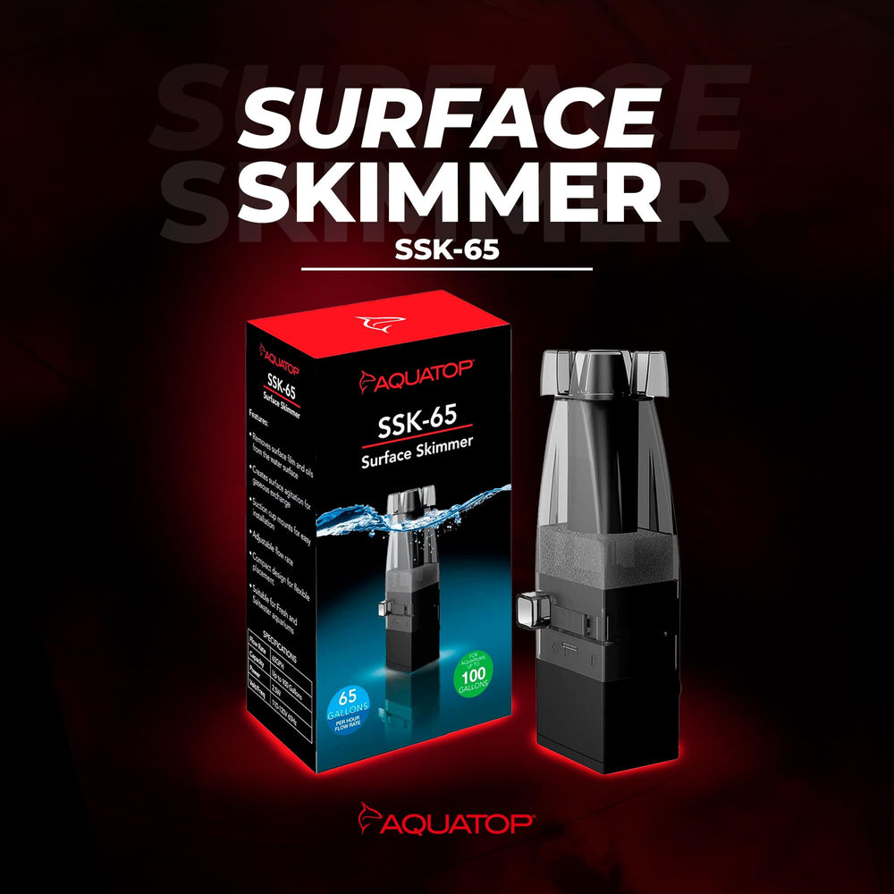 Aquatop surface skimmer installation demonstrates quick setup.