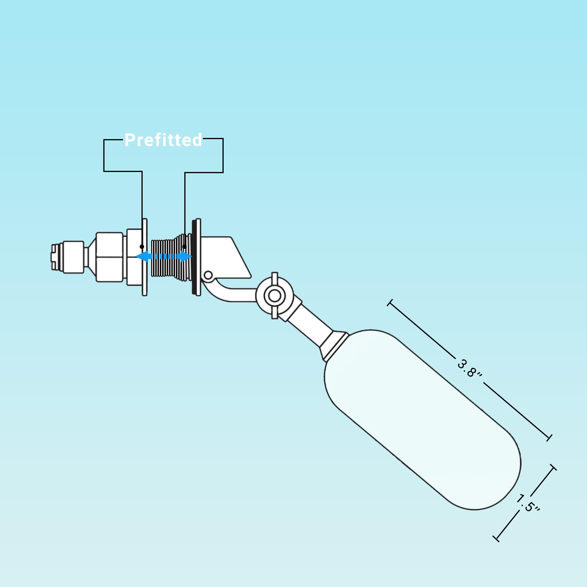 AQUEFY check valve and tubing connected for leak-free RO/DI connections.
