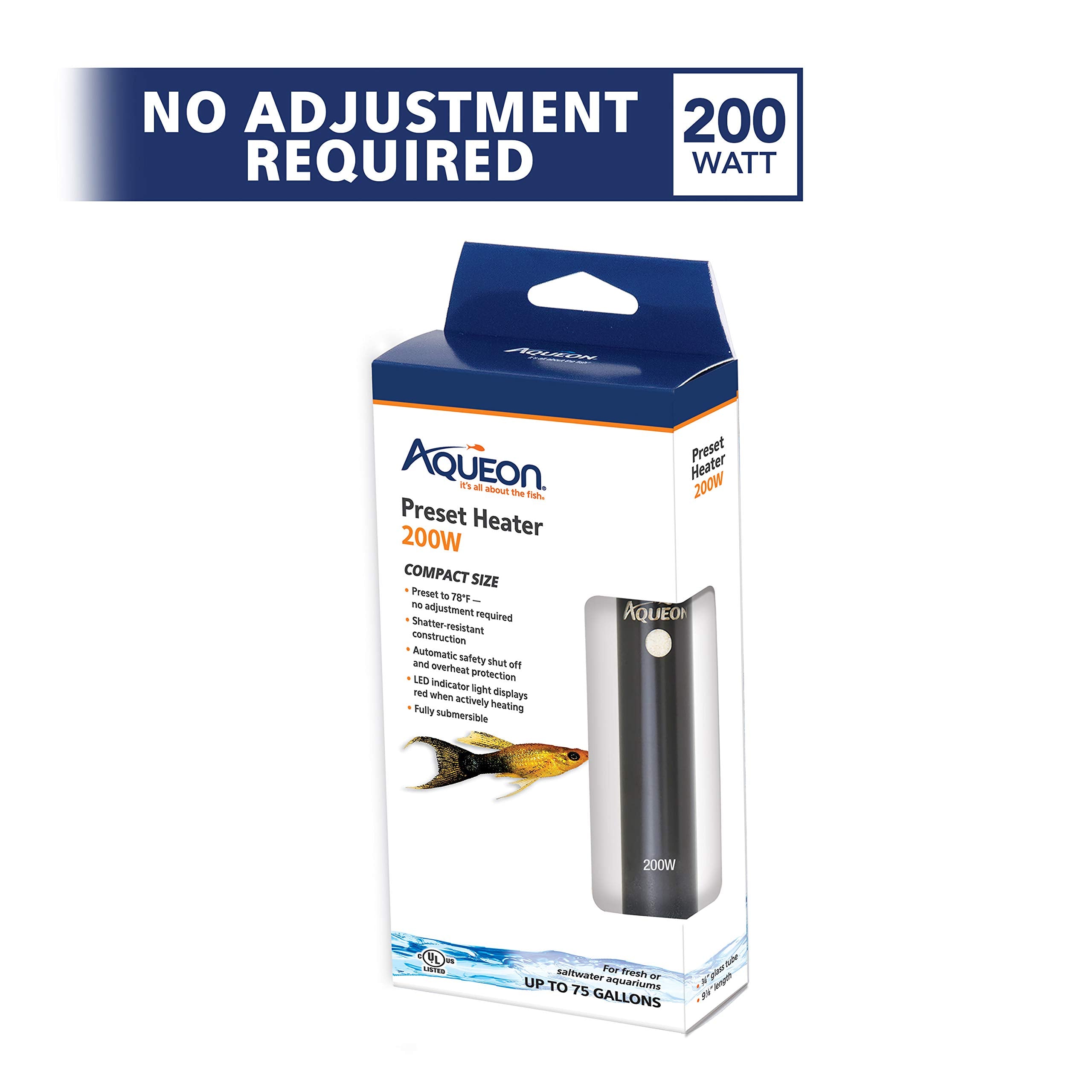 Aqueon 200W submersible heater providing stable warmth
