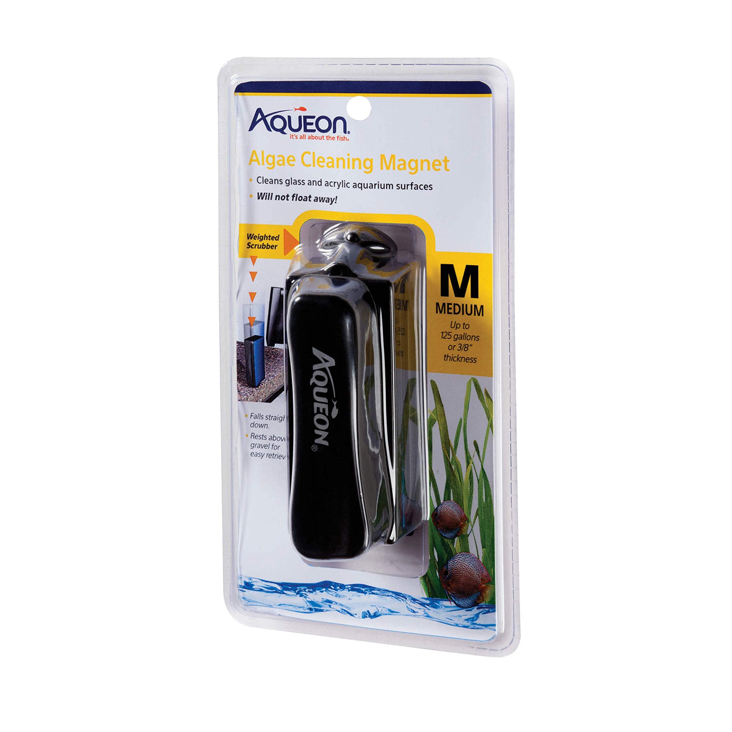 Aqueon Algae Scraper inside scrubber cleans aquarium walls from inside with magnetic ease.