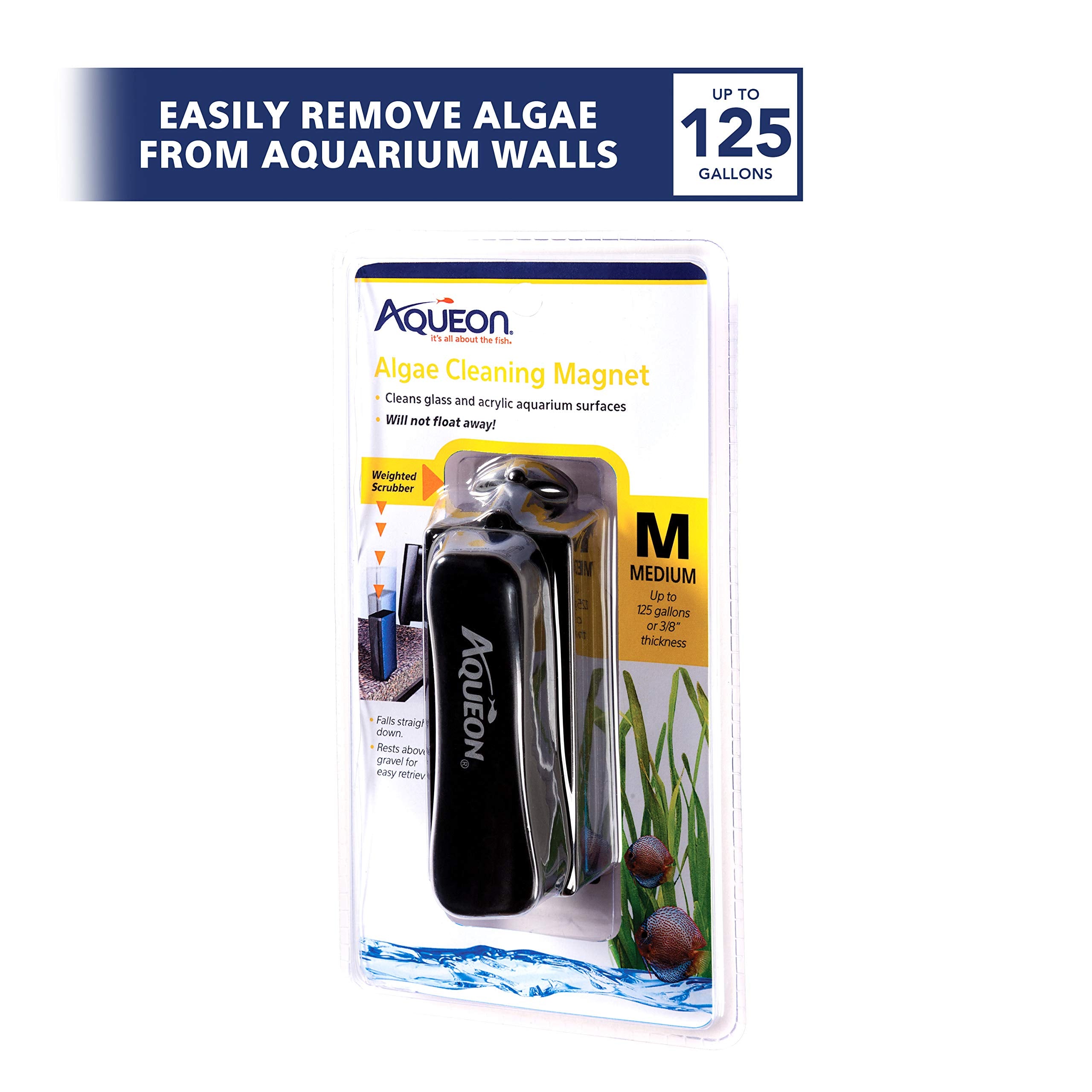 Aqueon Algae Scraper exterior magnet enables control from outside the tank.