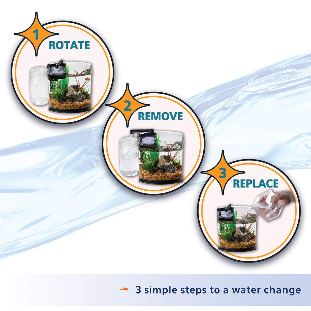 Aqueon Betta-friendly MiniBow tank suitable for small tropical fish.