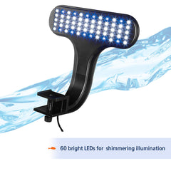 Aqueon Clip-On LED Light mounted on framed aquarium with screw