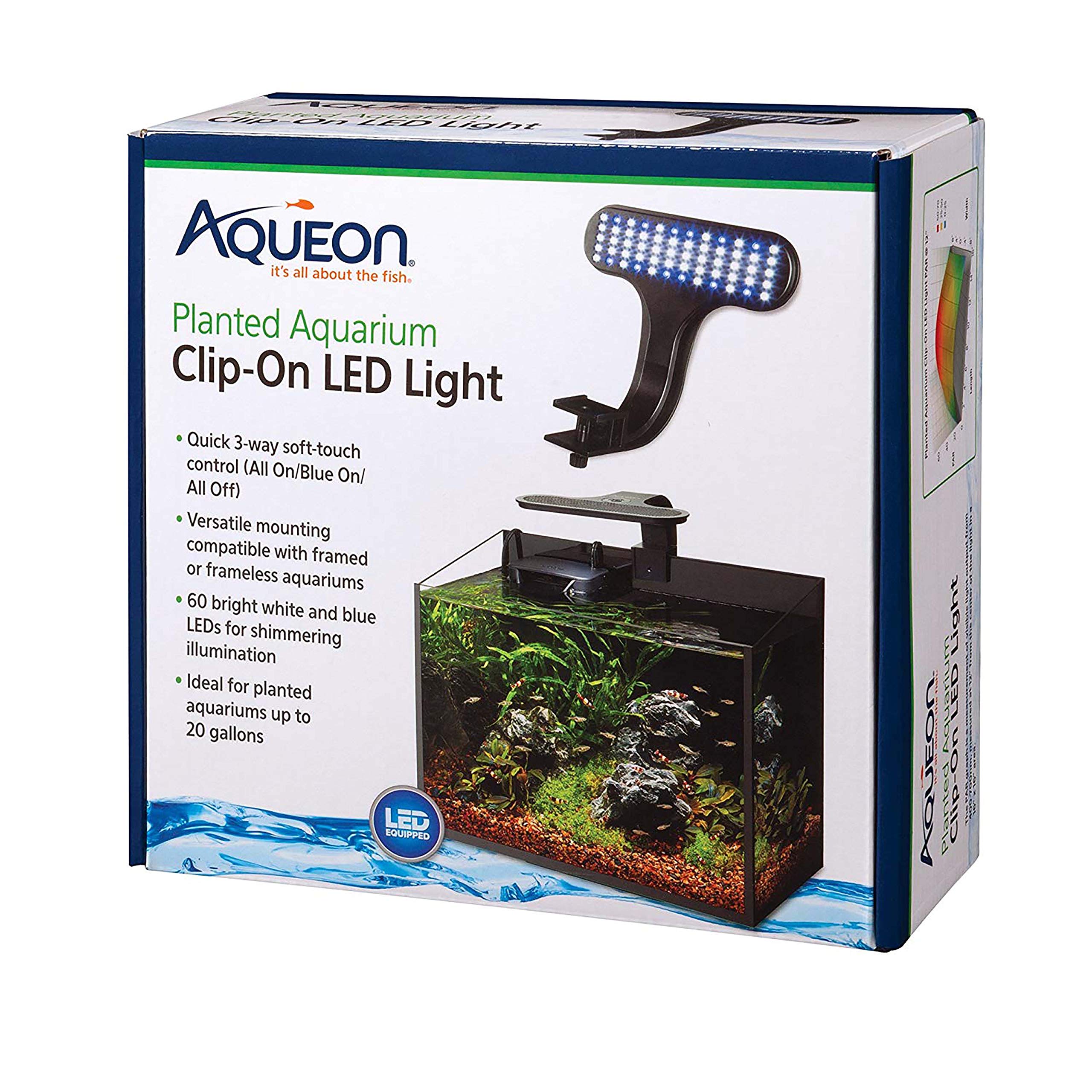 Aqueon Clip-On LED light slim profile for planted tanks supports lush growth