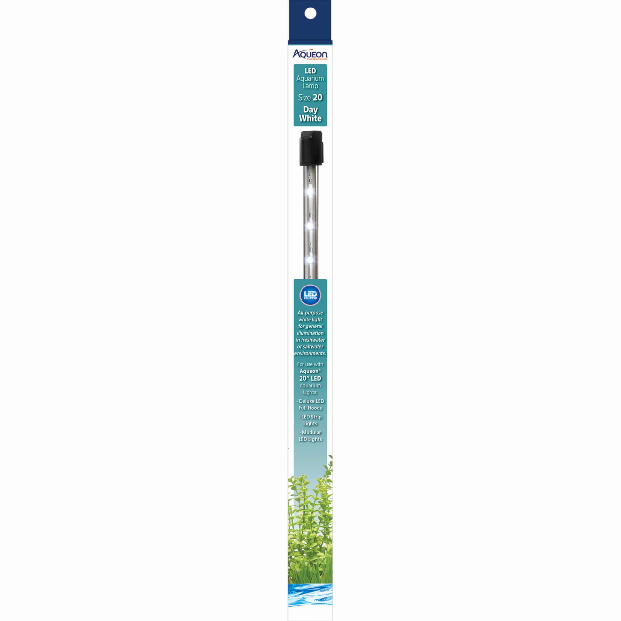 Aqueon Day LED 20-inch lamp installed in a fixture for crisp daylight illumination.