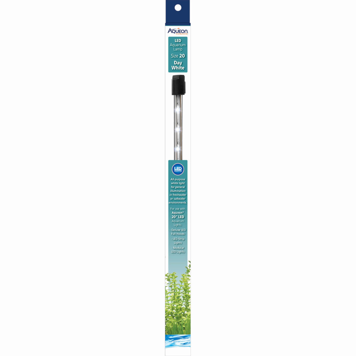 Aqueon Day LED 20-inch lamp installed in a fixture for crisp daylight illumination.