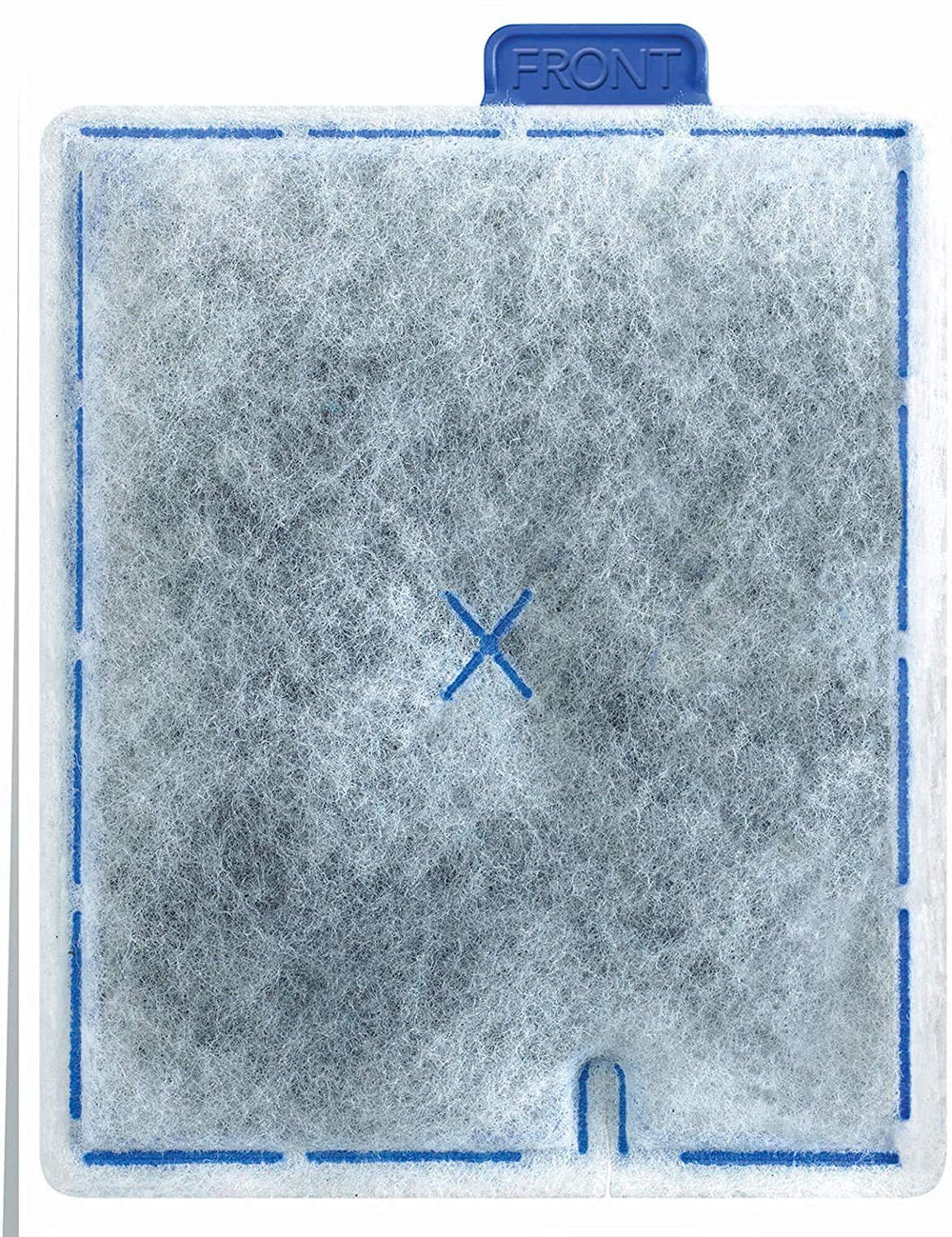 Dense-floss interior of Aqueon cartridge shows even activated carbon distribution.