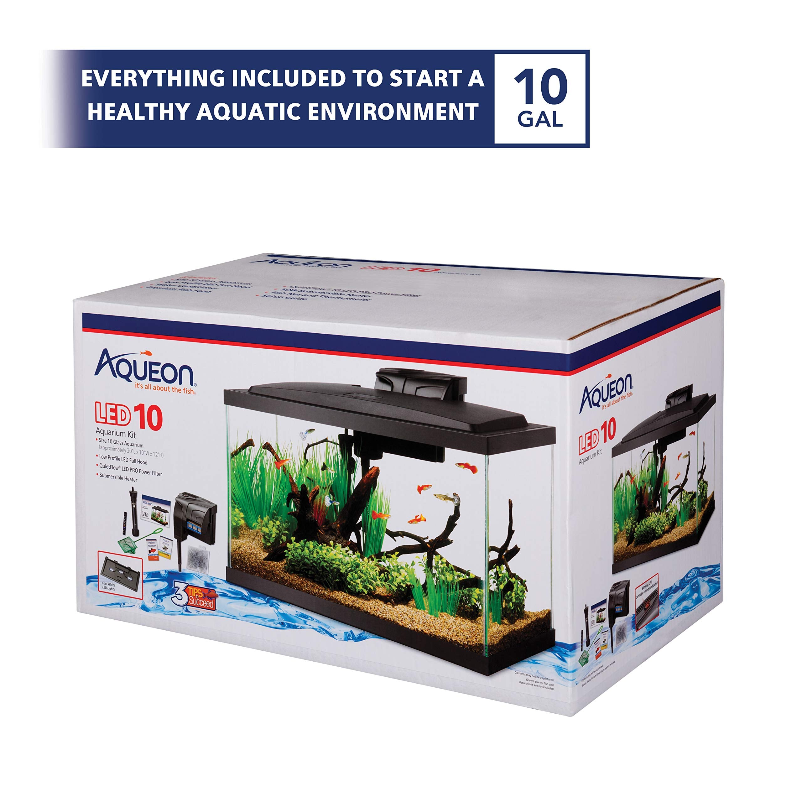 Aqueon glass aquarium offers clear viewing and durable construction for fish comfort