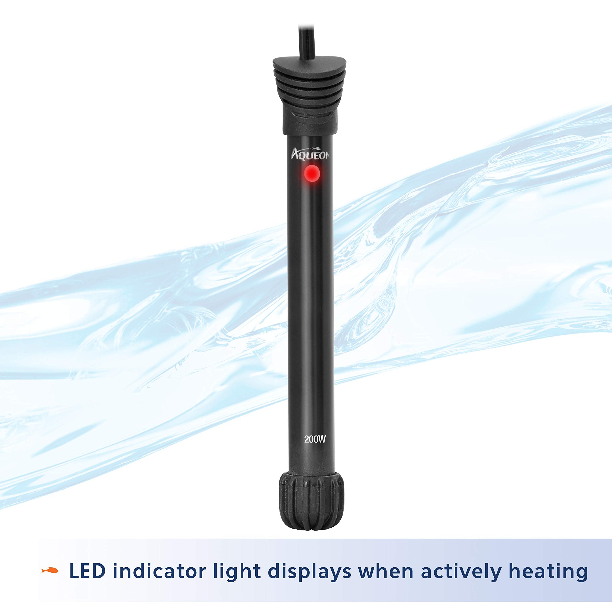 Aqueon LED indicator shows active heating in the tank