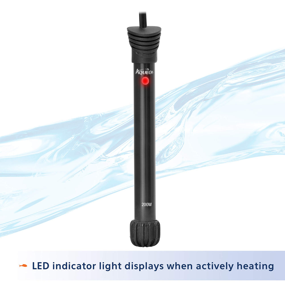 Aqueon LED indicator shows active heating in the tank