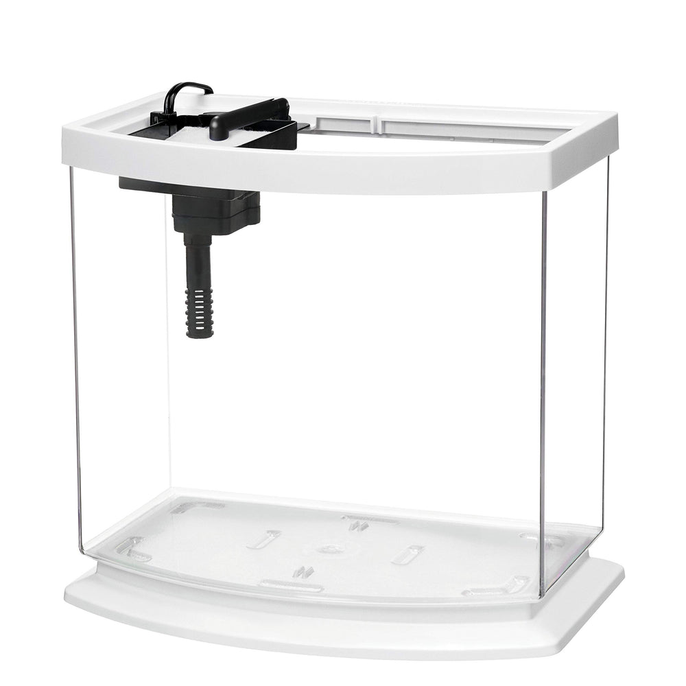 Aqueon MiniBow elevated base adds stability for desk-friendly placement and easy maintenance.