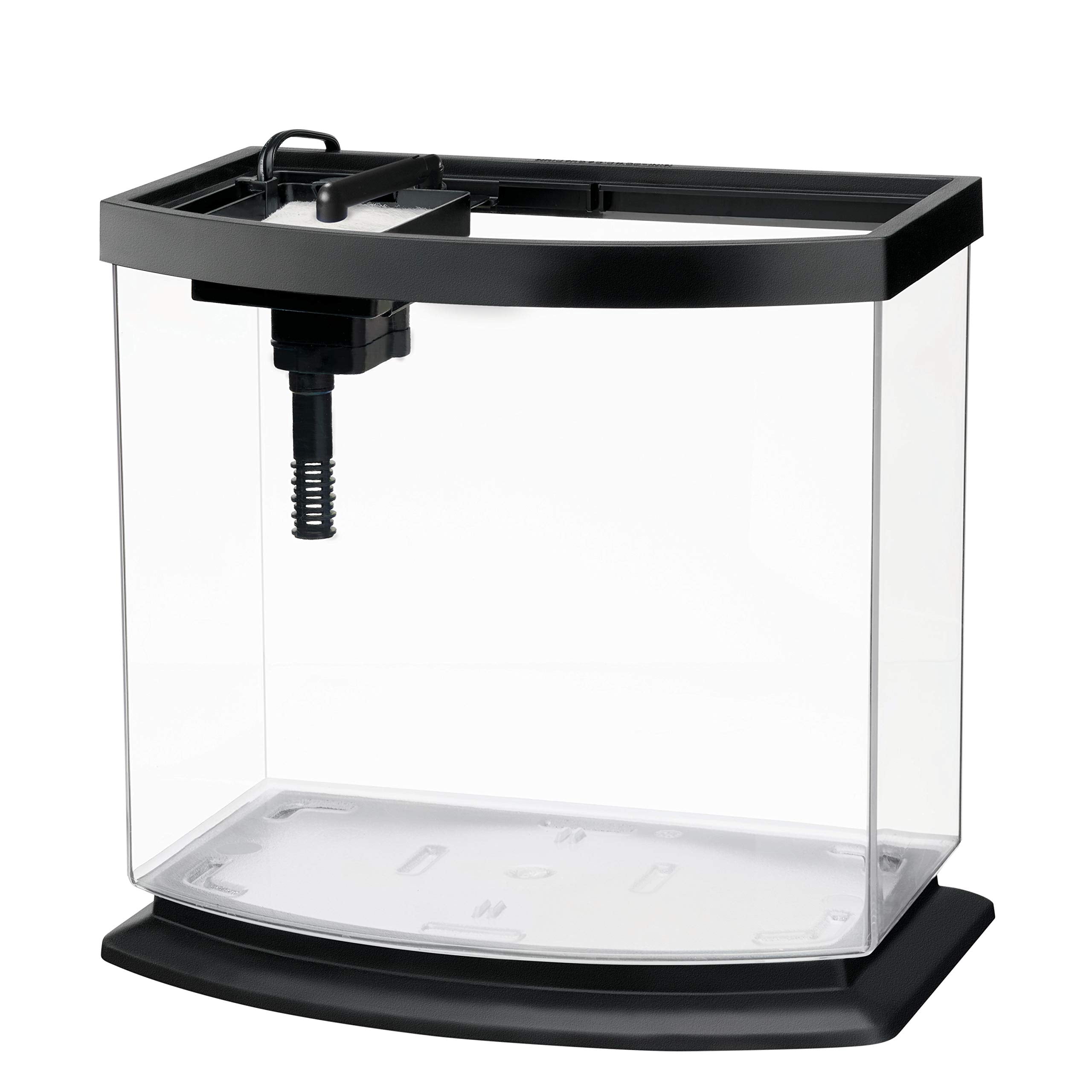 Aqueon MiniBow hood and clear acrylic vessel with integrated LED lighting.