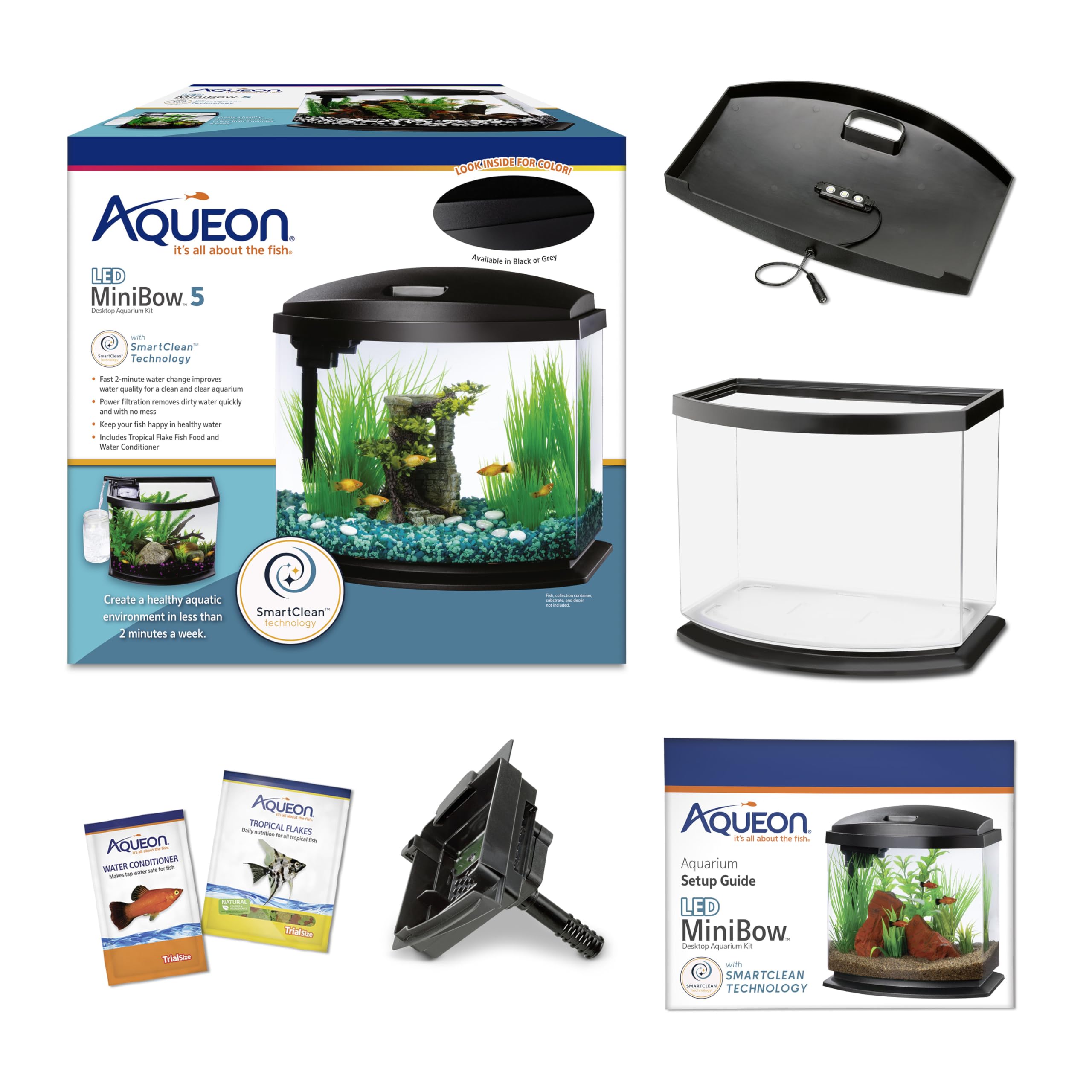 Aqueon MiniBow LED hood provides bright, low-profile illumination.