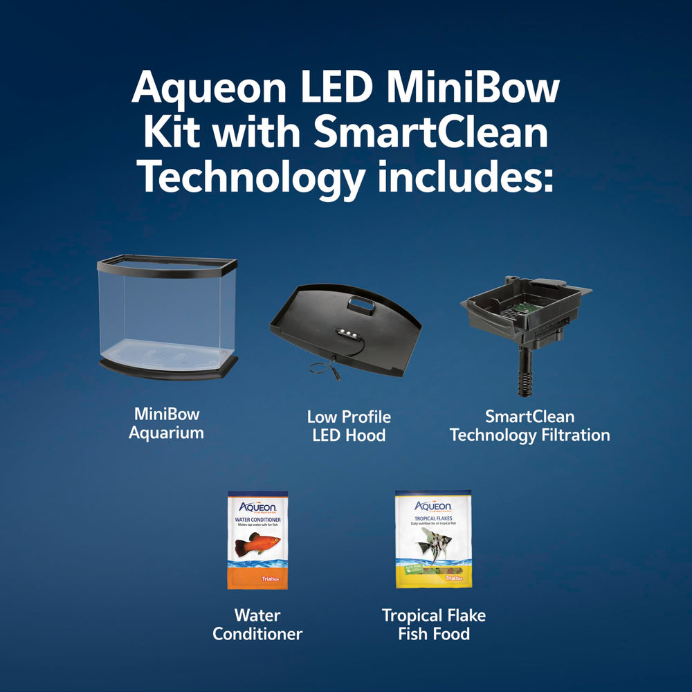 Aqueon MiniBow SmartClean filter enables faster water changes.