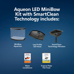 Aqueon MiniBow SmartClean filter enables faster water changes.