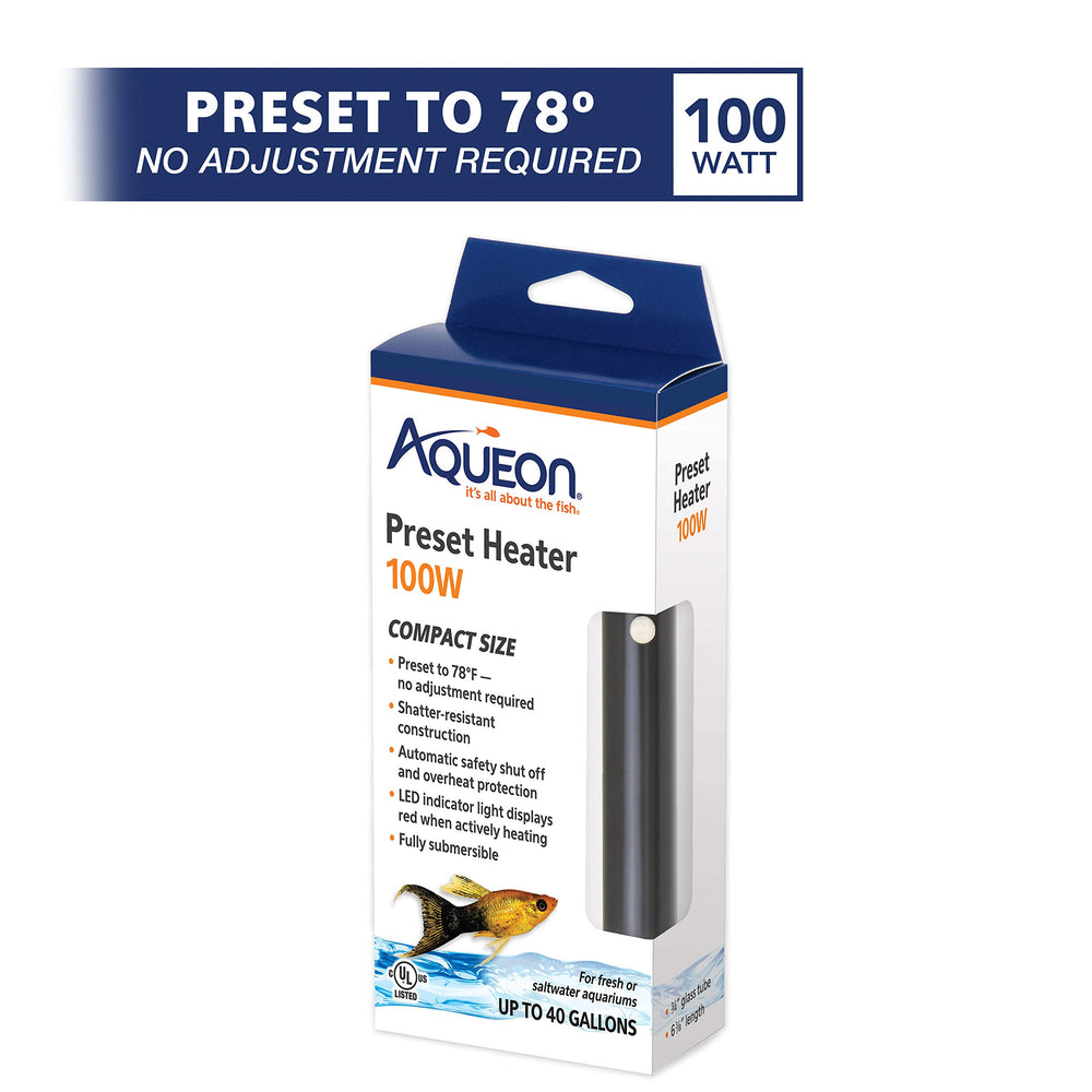 Aqueon preset heater requires no adjustments for simple setup