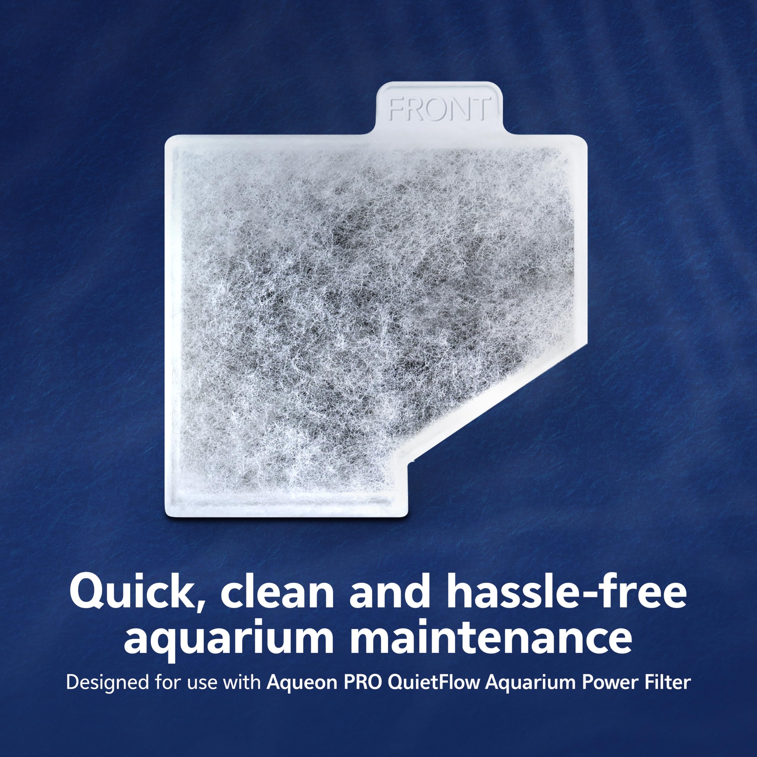 Aqueon Pro cartridge side view showing evenly distributed carbon for clearer water.
