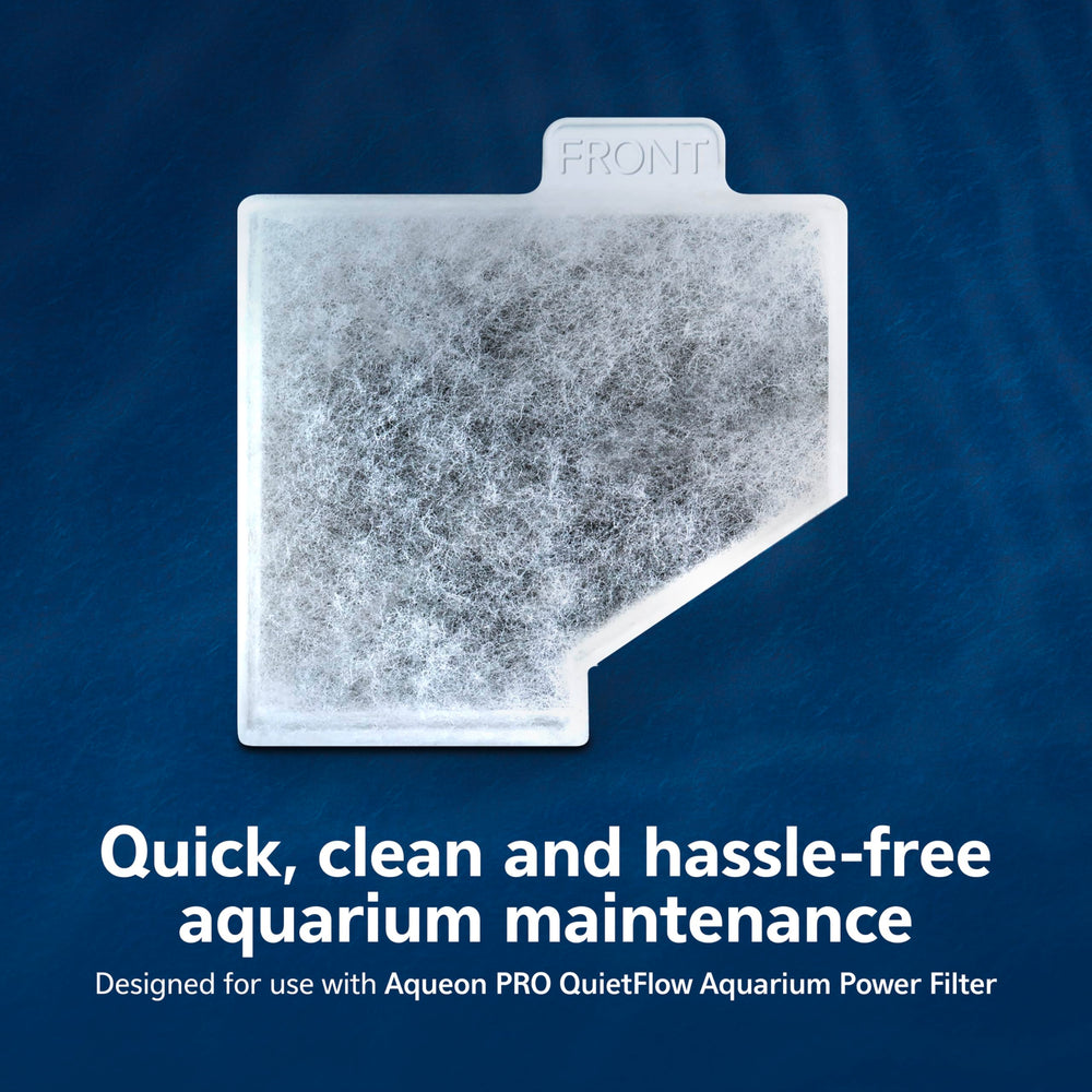 Aqueon Pro cartridge side view showing evenly distributed carbon for clearer water.