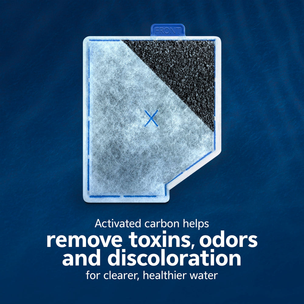 Aqueon PRO cartridge features even carbon distribution for consistent filtration.
