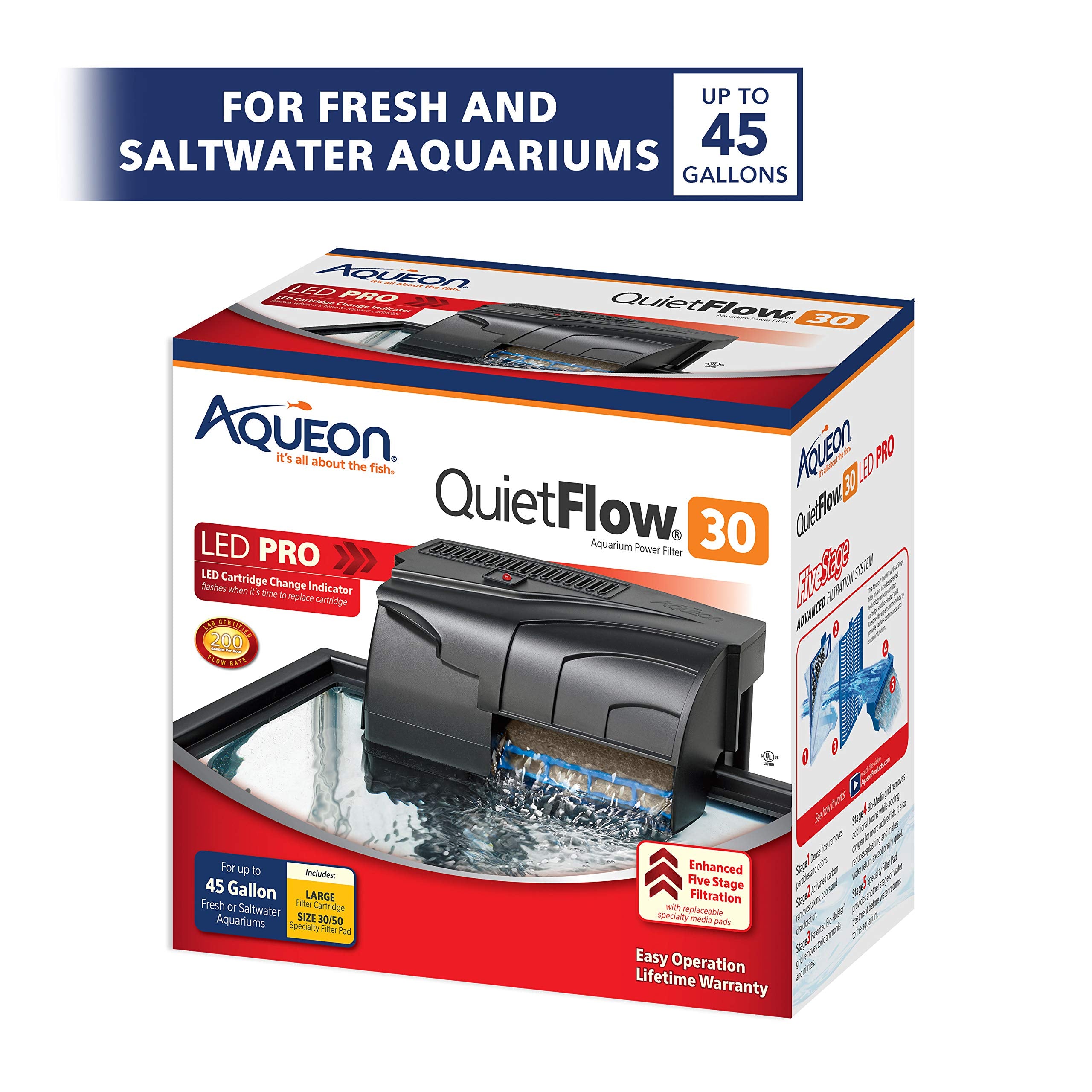 Aqueon QuietFlow 30 LED PRO filter pads enhancing filtration performance