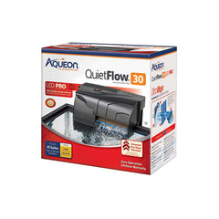 Aqueon QuietFlow 30 LED PRO front view showing compact filtration for 45 gallon tanks