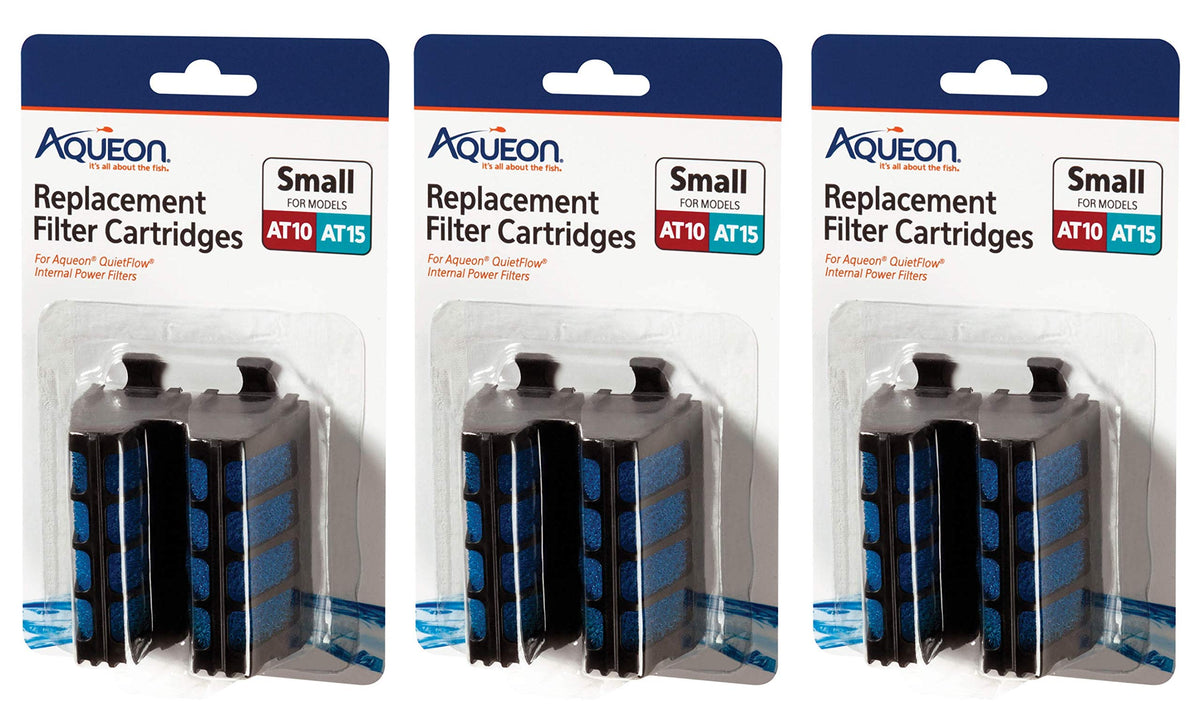 Aqueon QuietFlow internal filter cartridge for AT10/AT15 reduces debris and odors.
