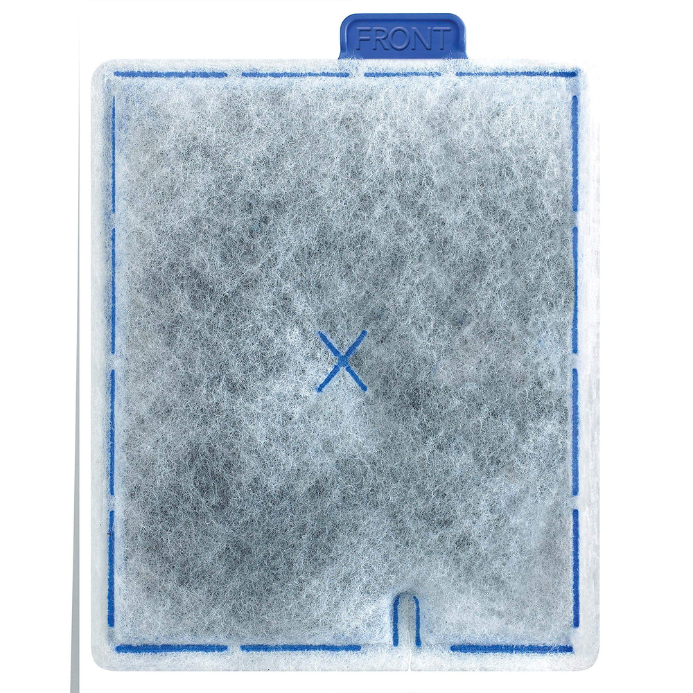 Aqueon large cartridge shows dense floss and activated carbon