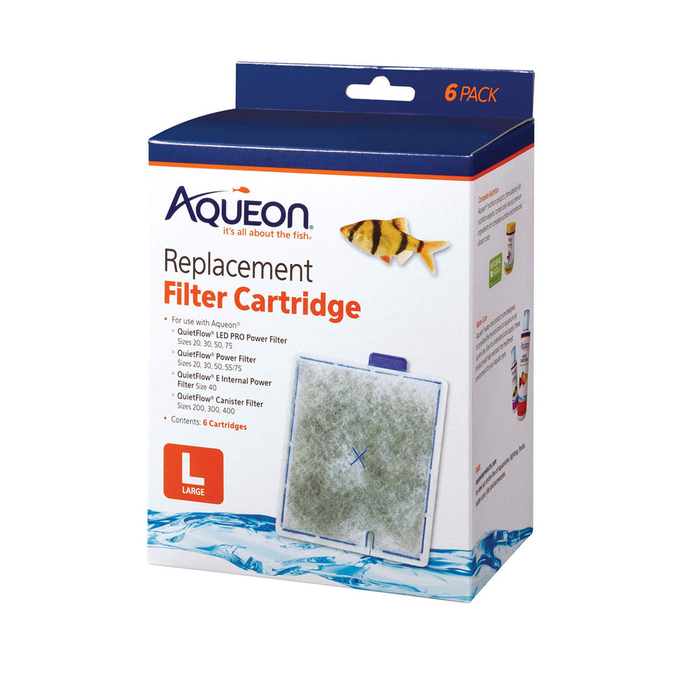 Aqueon large cartridge with Front Tab for easy installation and even carbon distribution.