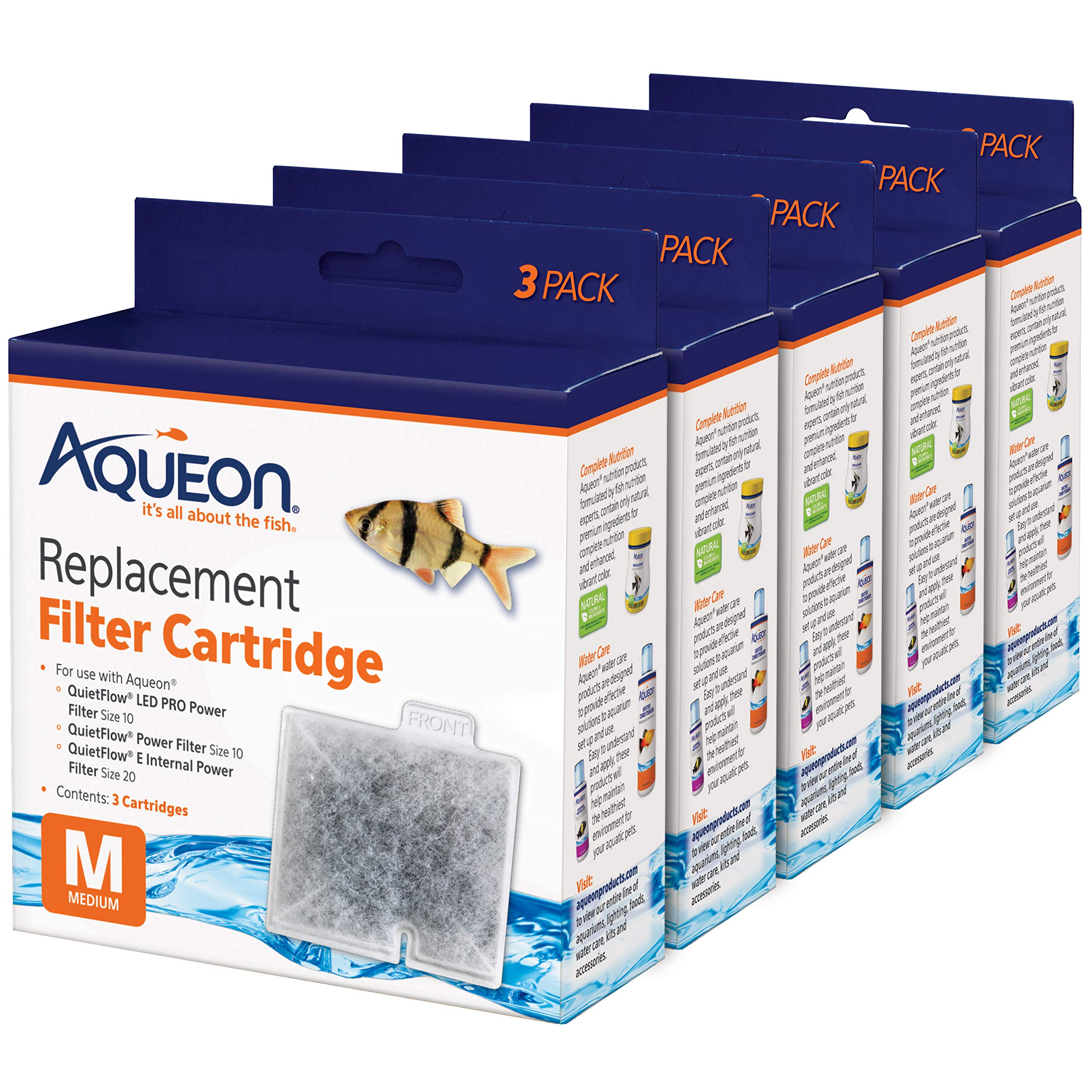 Aqueon replacement cartridge medium - front view, dual-sided design for efficient filtration.