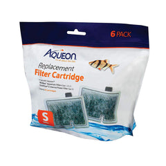 Aqueon small replacement cartridge front view with enhanced carbon filtration for compact tanks