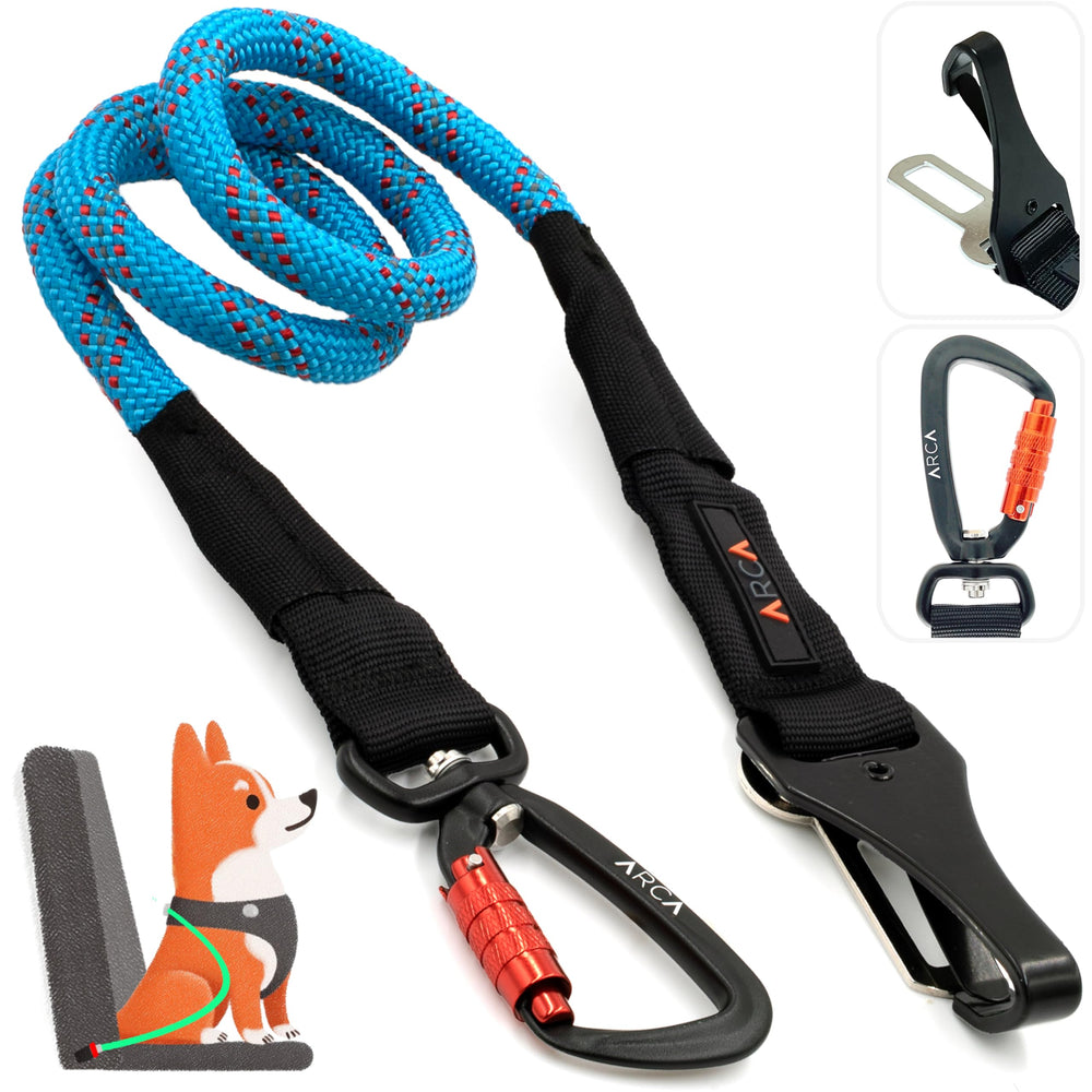 ARCA PET dog seat belt front-seat attachment keeps your dog secure.
