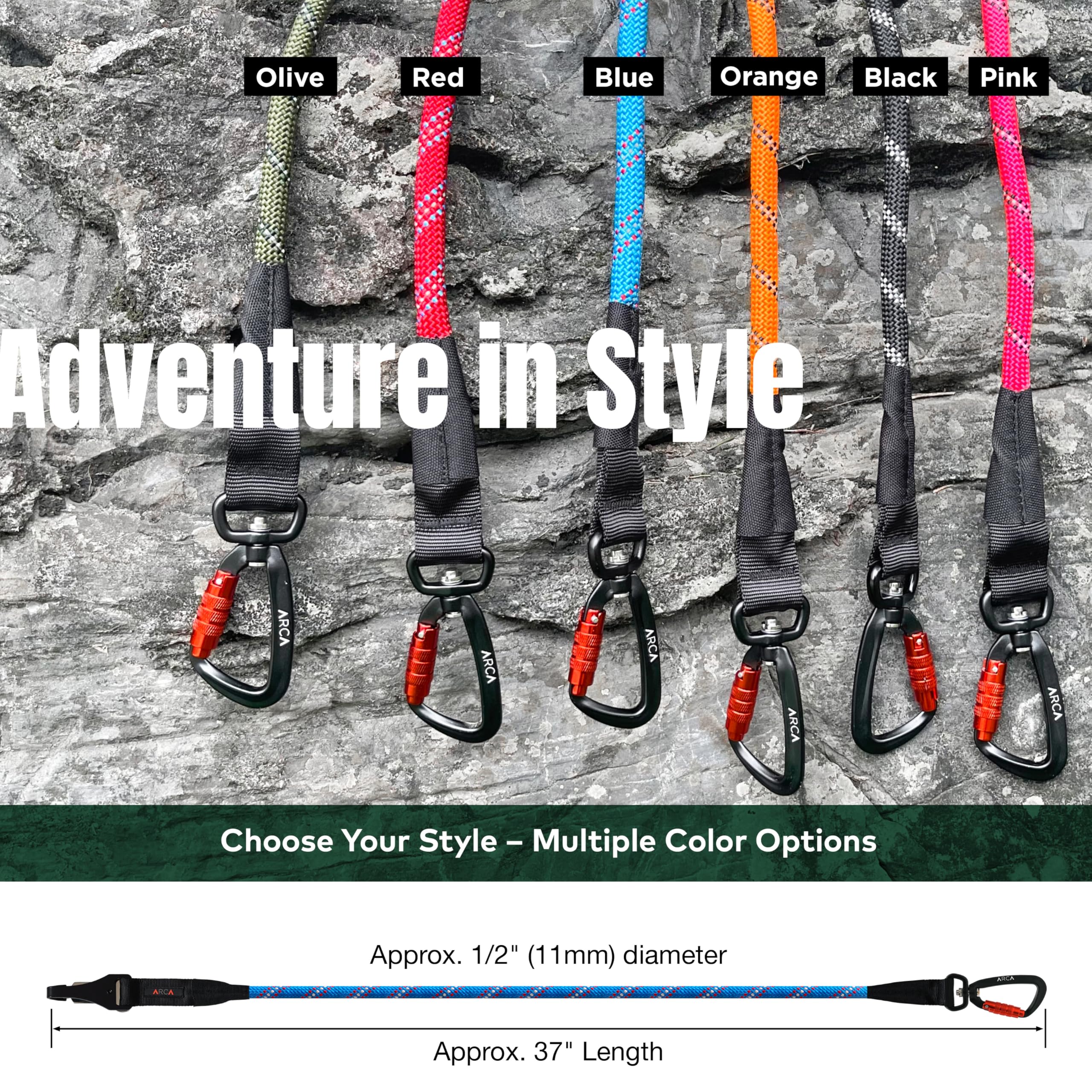 ARCA PET dog seat belt Trail Blue adds style and safety on road trips.