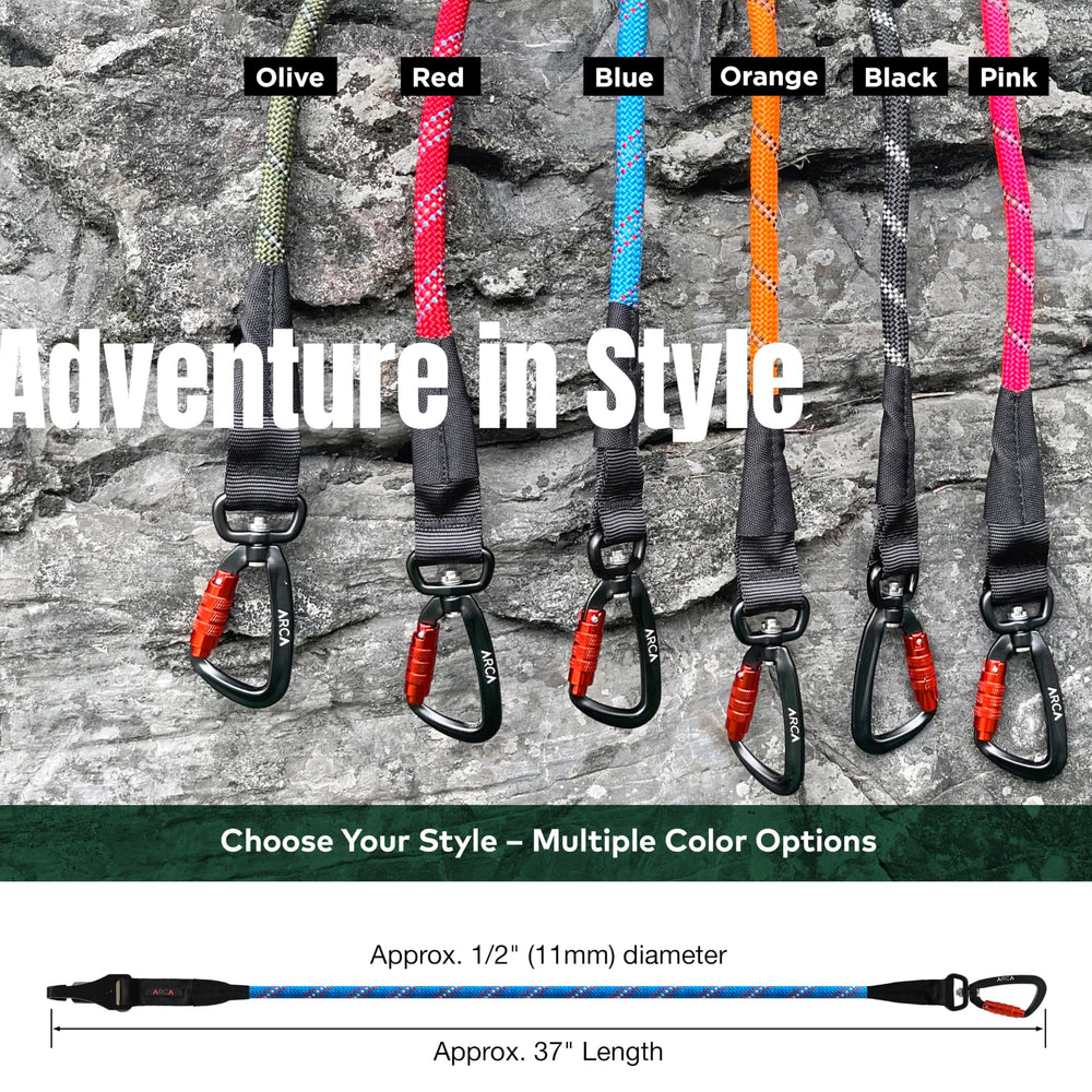 ARCA PET dog seat belt Trail Blue adds style and safety on road trips.